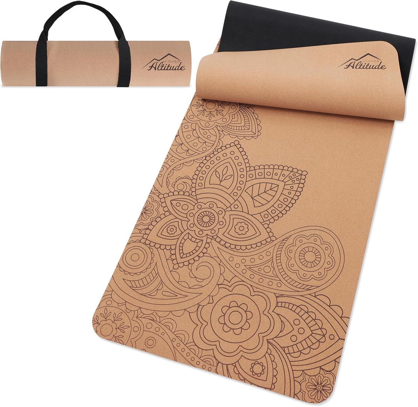 Premium Cork Yoga Mat - Non-Slip & Portable - Flower Design