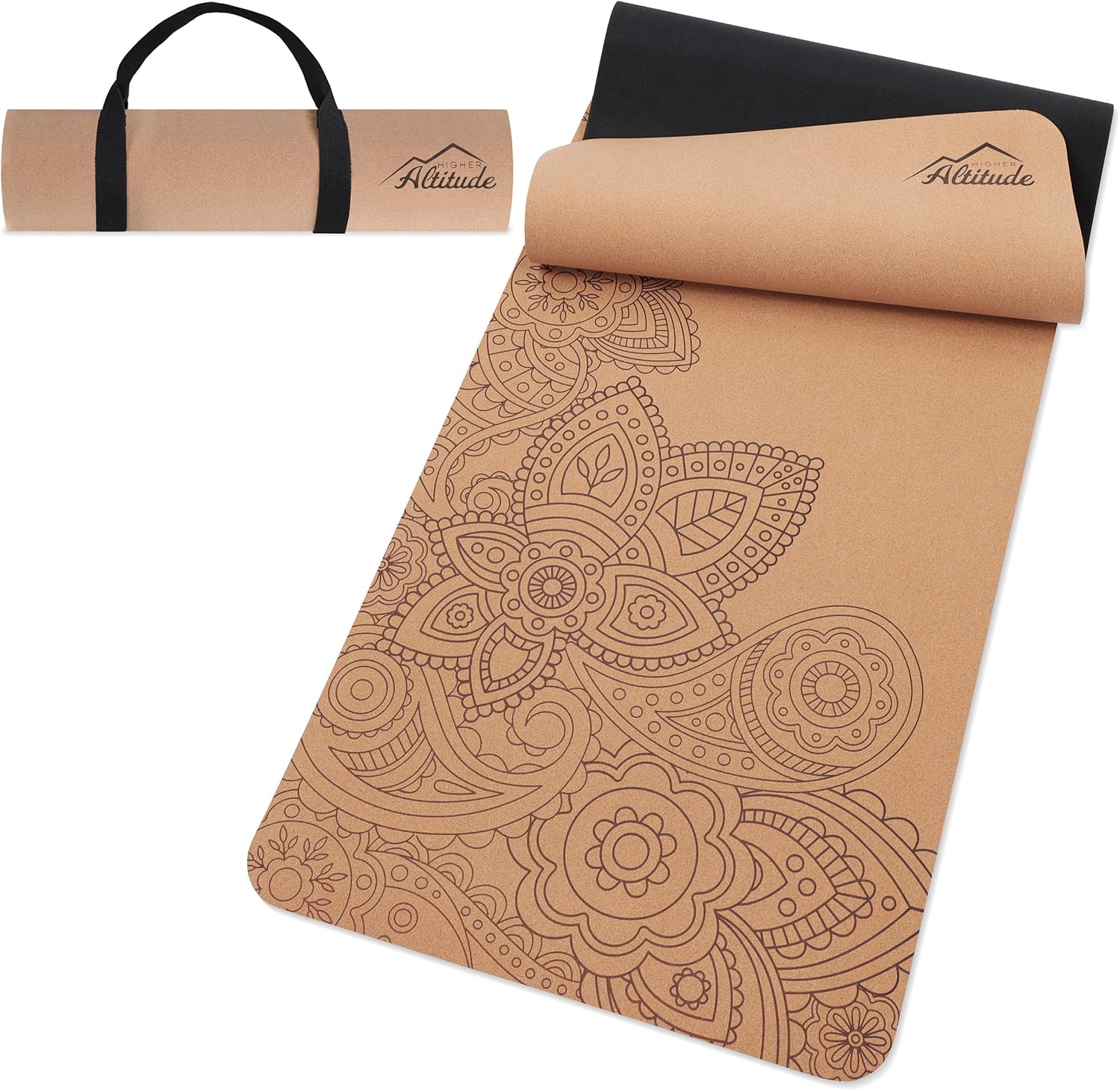 Premium Cork Yoga Mat - Non-Slip & Portable - Flower Design