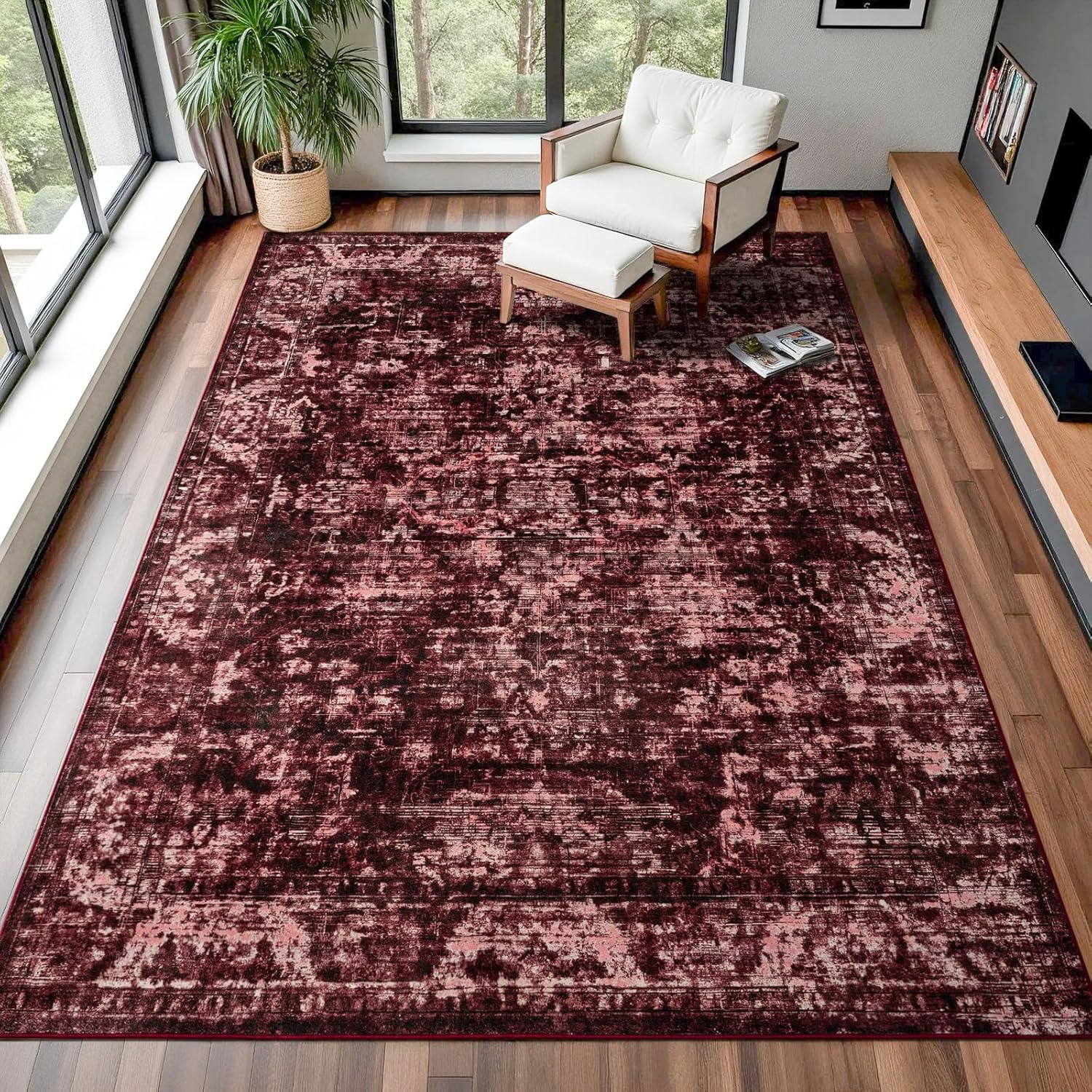 6x9 Vintage Washable Area Rug for Living Room and Bedroom