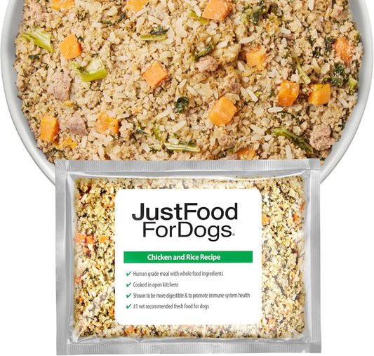 JustFoodForDogs Frozen Fresh Dog Food, Chicken & Rice Recipe