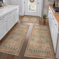 Kitchen Mats for Floor Set of 3 - Washable Non-Slip Chenille Runner