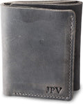 Personalized Leather Trifold Wallet for Men - Slim Handmade Billfold