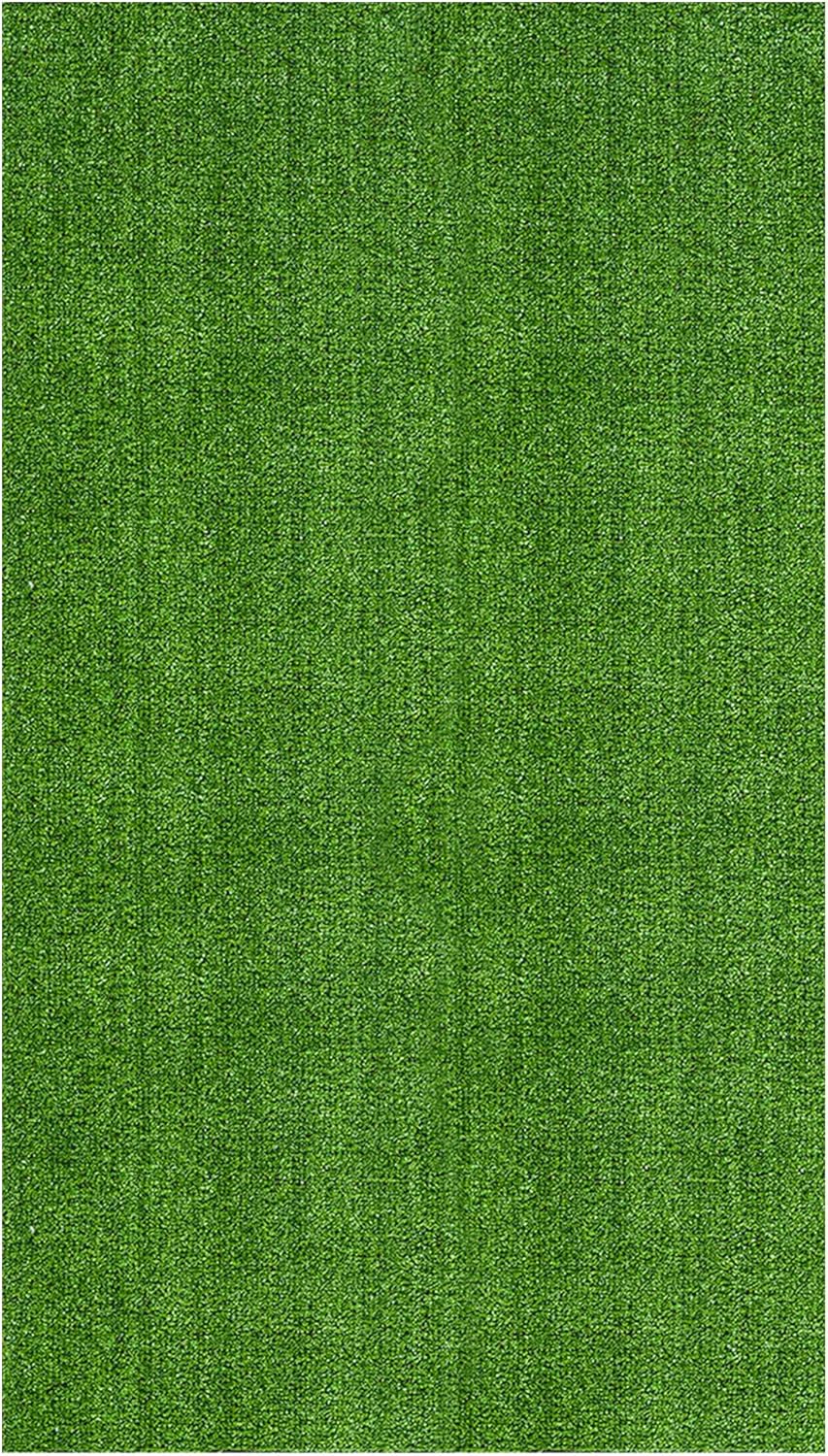 Ottomanson Artificial Grass Turf Rug for Indoor Outdoor Use
