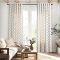 Sage Green Linen Boho Curtains - Vintage Floral Sheer Panels