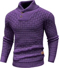 Mens Casual Pullover Turtleneck Cable Knit V Neck Fisherman Sweater