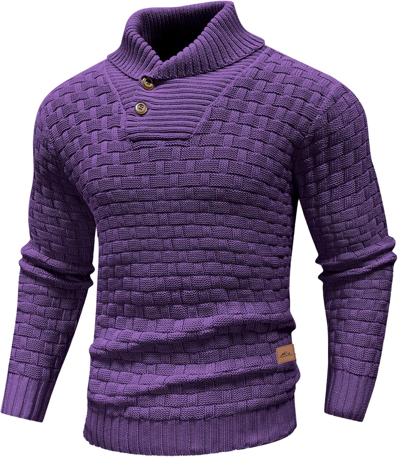 Mens Casual Pullover Turtleneck Cable Knit Sweater for Fall