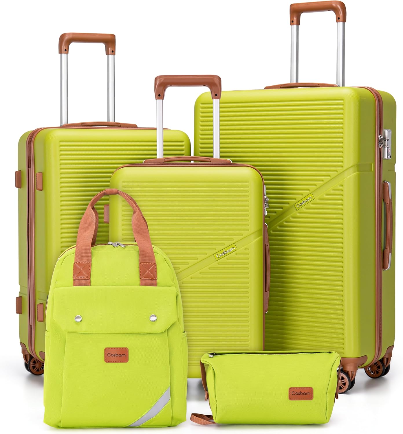 Durable 5 Piece Luggage Set with Wheels for Effortless Travel