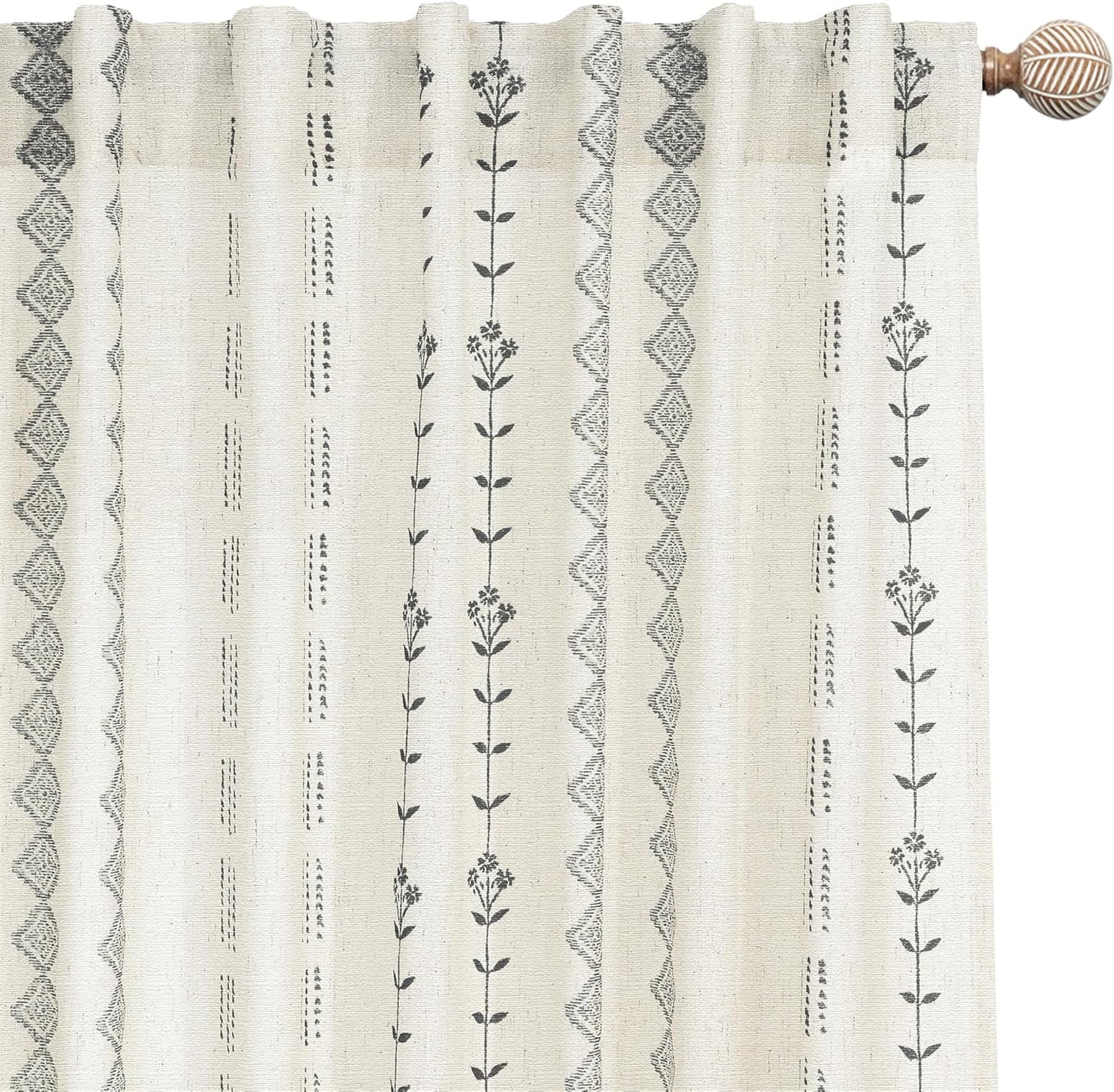 63 Inch Length Curtains - Sheer Linen Farmhouse Drapes Set
