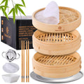 KitchenCrust Bamboo Steamer Bundle - Healthy Steaming