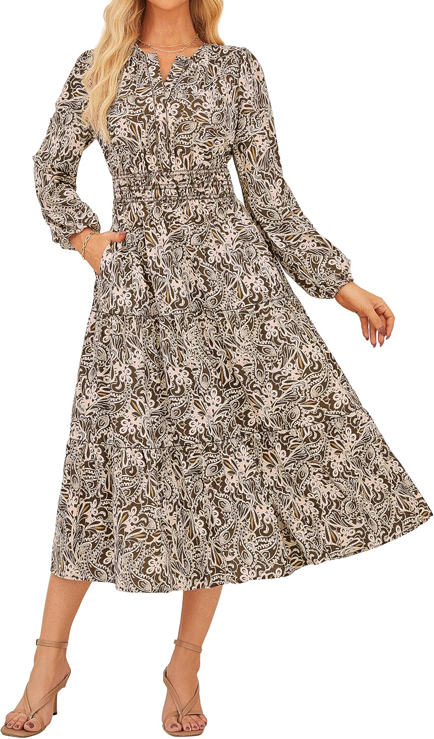 Floral Long Sleeve Maxi Dress for Women - Perfect for Weddings