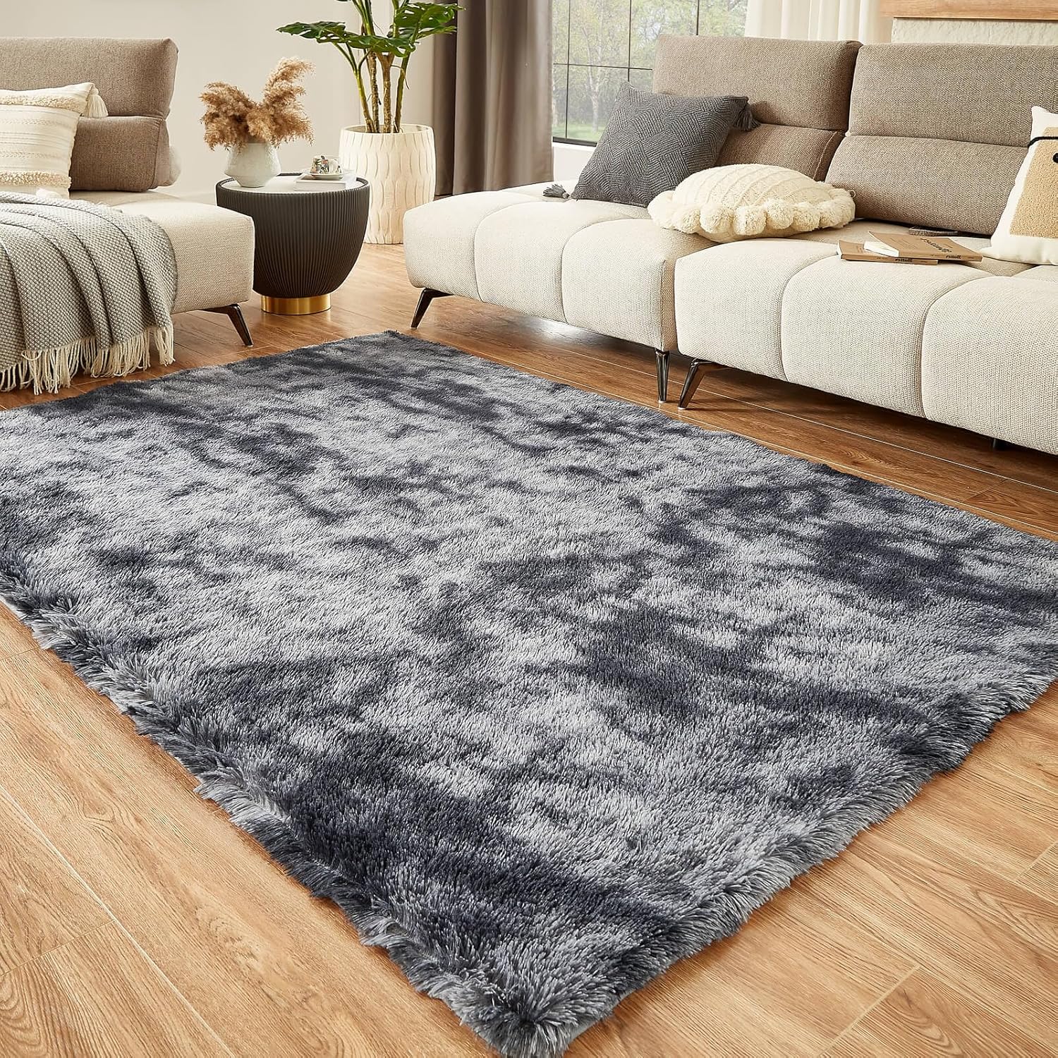 Floralux Large Shag Area Rugs 6x9 for Bedroom and Living Room