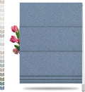 Blackout Roman Shades 62in x 72in Blue - Room Darkening Linen