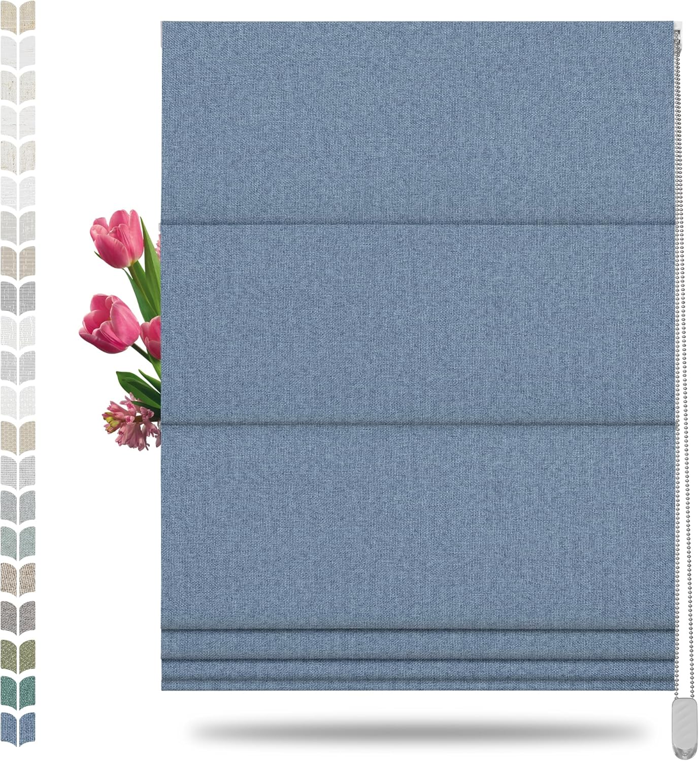 Blackout Roman Shades for Windows - Room Darkening Linen Blinds