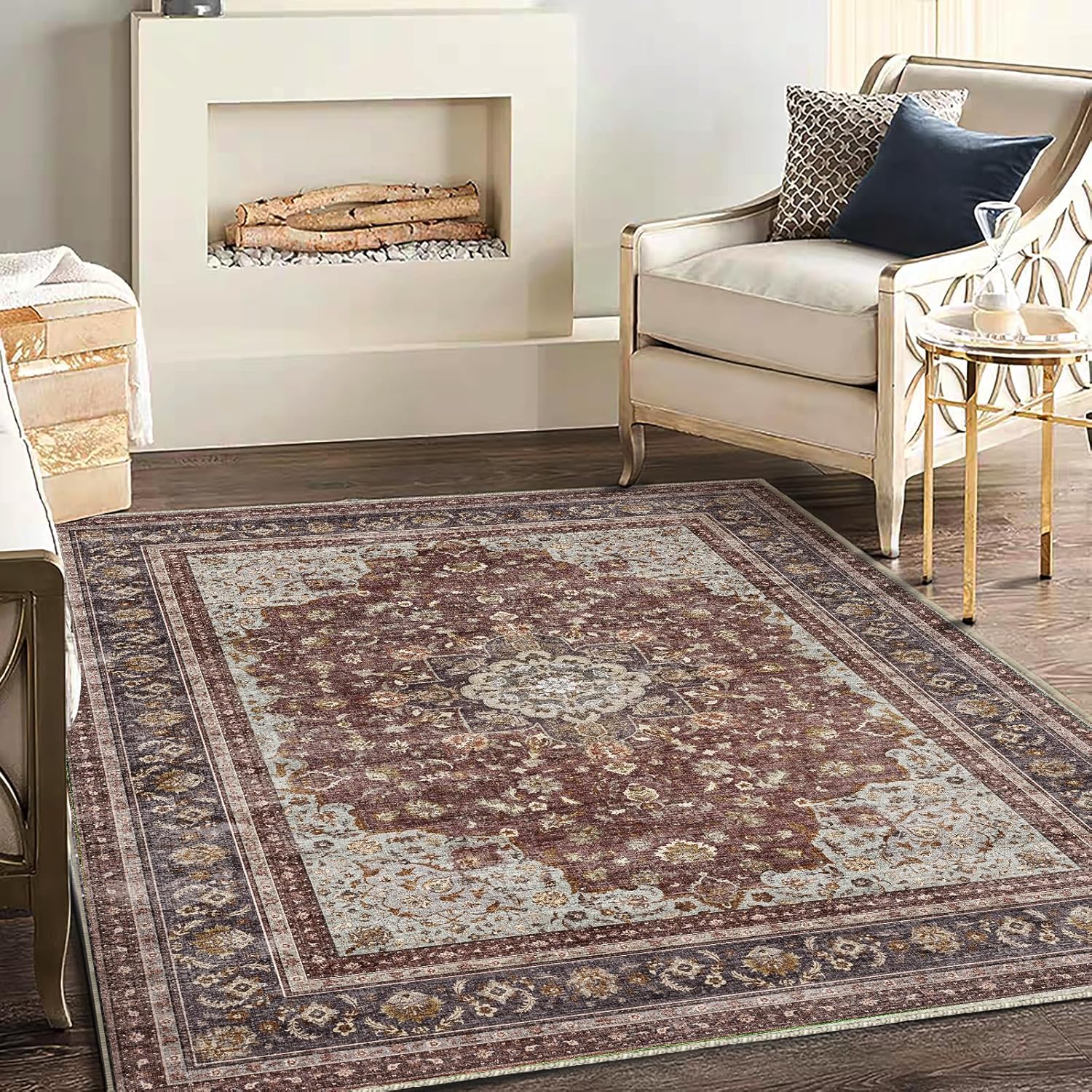 Area Rug 5ftx7ft Washable Traditional Floor Cover for Home