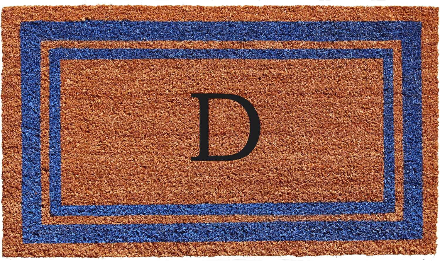 Calloway Mills Monogram Doormat - Blue Border 18in x 30in Size