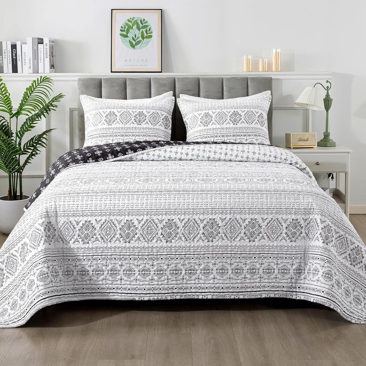 Andency Black White Quilt Set Queen for Stylish Bedroom Decor