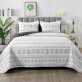 Black White Quilt Set California King - Lightweight Reversible Quilt
