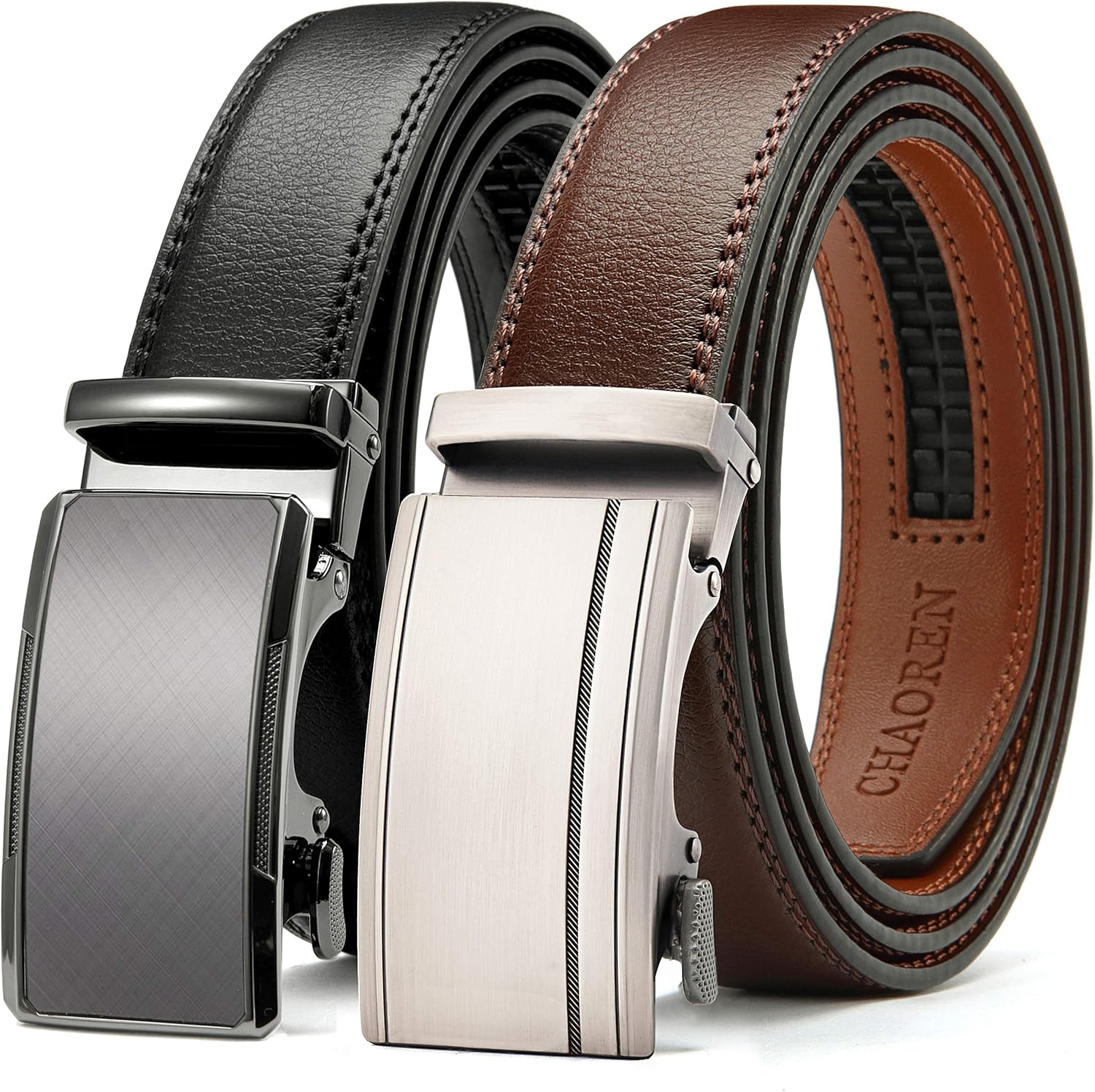 CHAOREN Mens Dress Belt Leather 2 Pack for Every Occasion