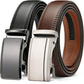 Mens Ratchet Dress Belt Leather 2 Pack - Precise Fit Every Time