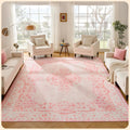 Istana Living Room Rug 10x14 - Foldable Machine Washable Pink Area Rug