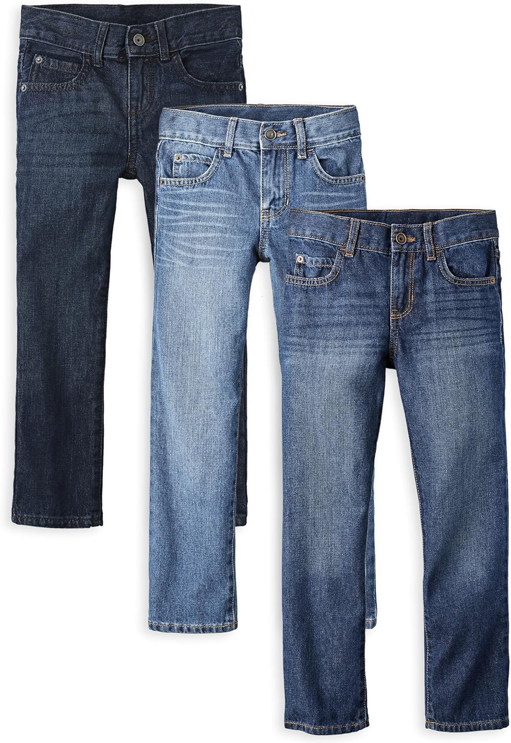 Boys' Straight Leg Jeans - Comfortable and Durable 3-Pack