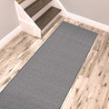 Grey Solid Rubber Backed Non-Slip Runner Rug 22in x 8ft - Safe Hallway
