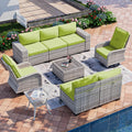 Avocado Green 9-Piece Wicker Patio Conversation Set