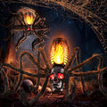 Halloween Skull Flame Lights with 8 Spider Tentacles - Solar Outdoor