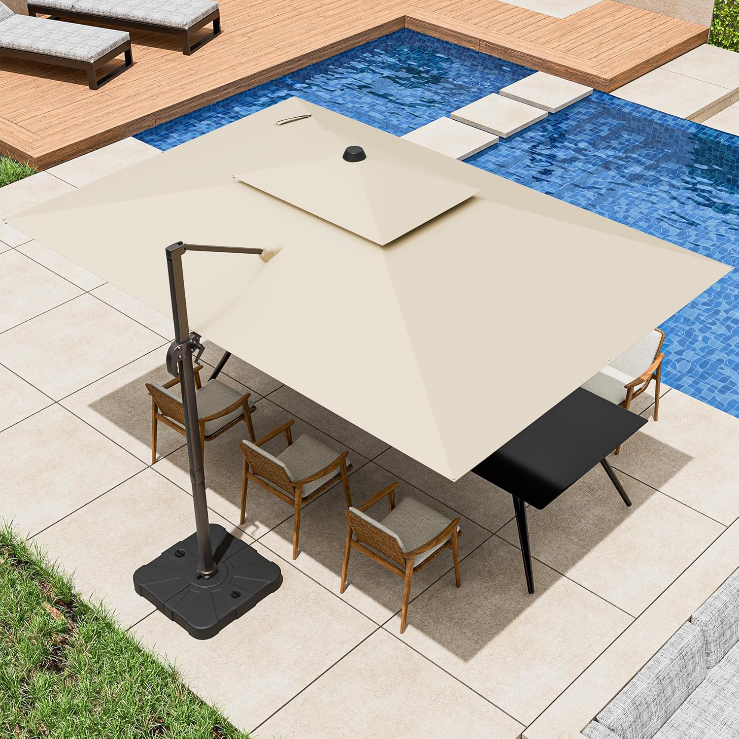 9x12FT Cantilever Patio Umbrella - Heavy Duty Offset Design
