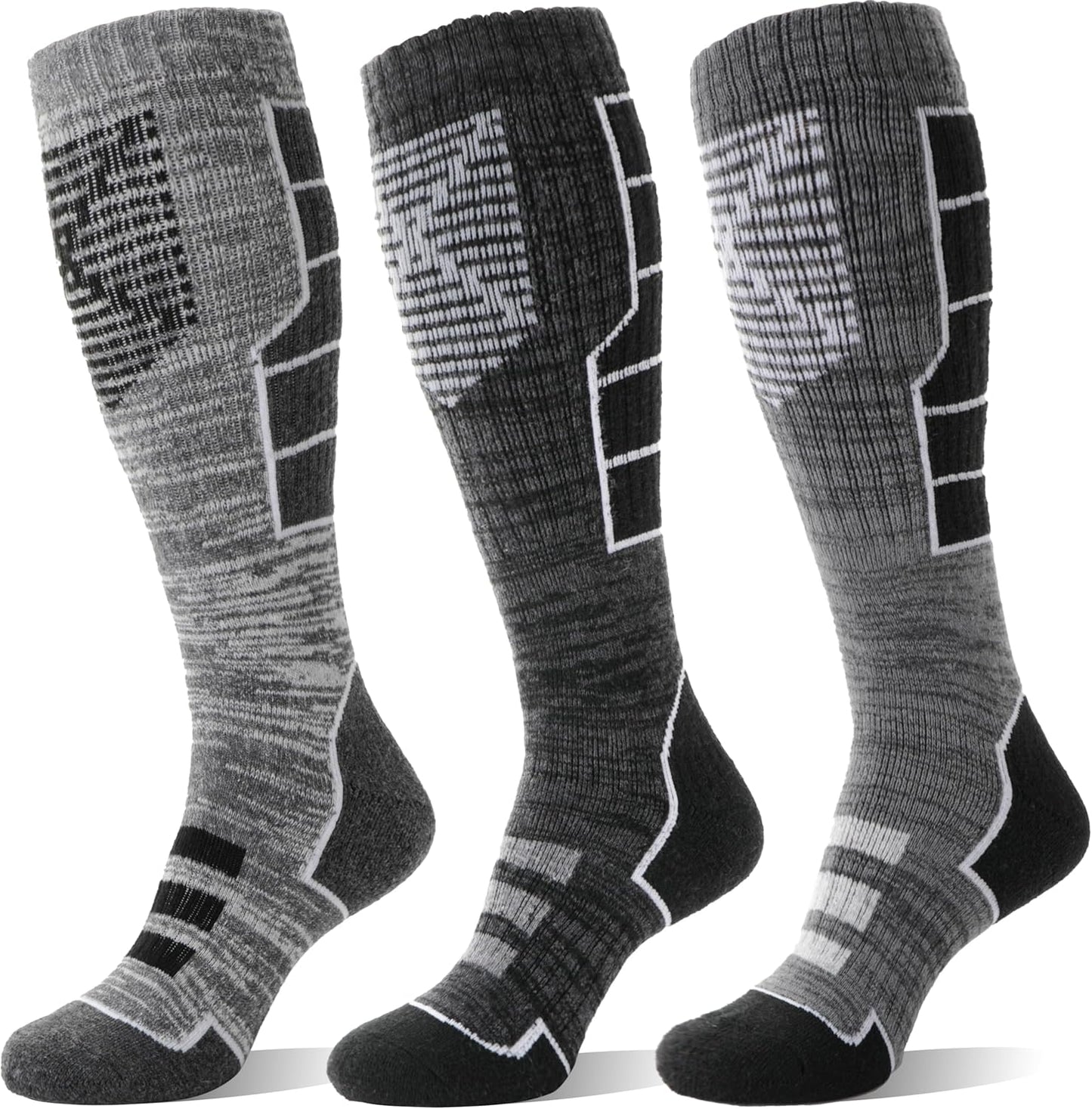 Three Pairs Merino Knee High Ski Socks