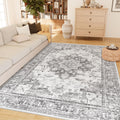 Machine Washable 5x7 Area Rug Vintage Carpet - Low Pile, Non Slip