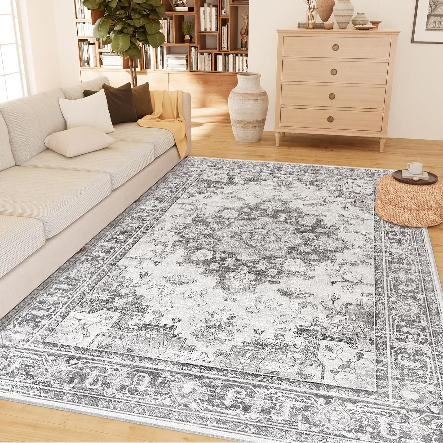 Machine Washable 5x7 Area Rugs for Living Room Vintage Carpet