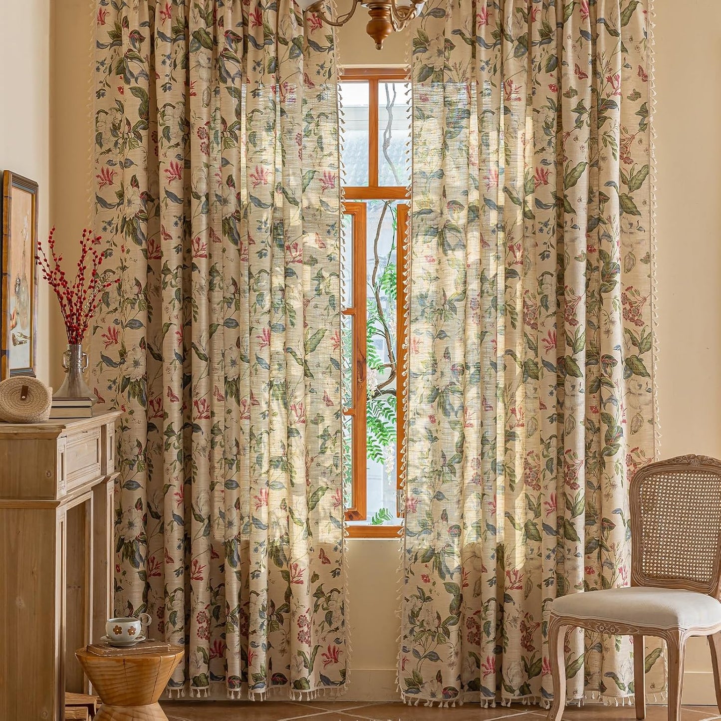 Floral Curtains 96 Inches Long for Living Room and Bedroom