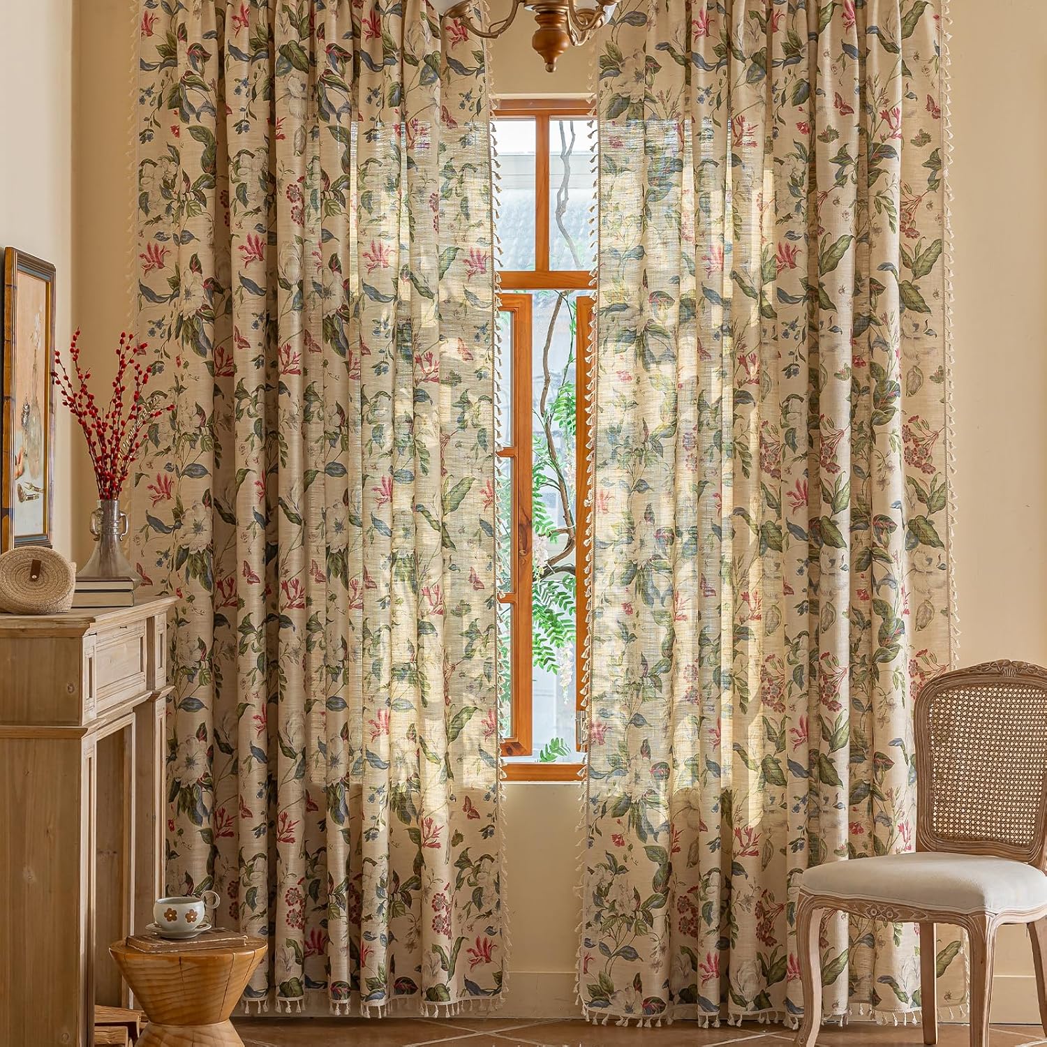 Floral Curtains 96 Inches Long for Living Room and Bedroom