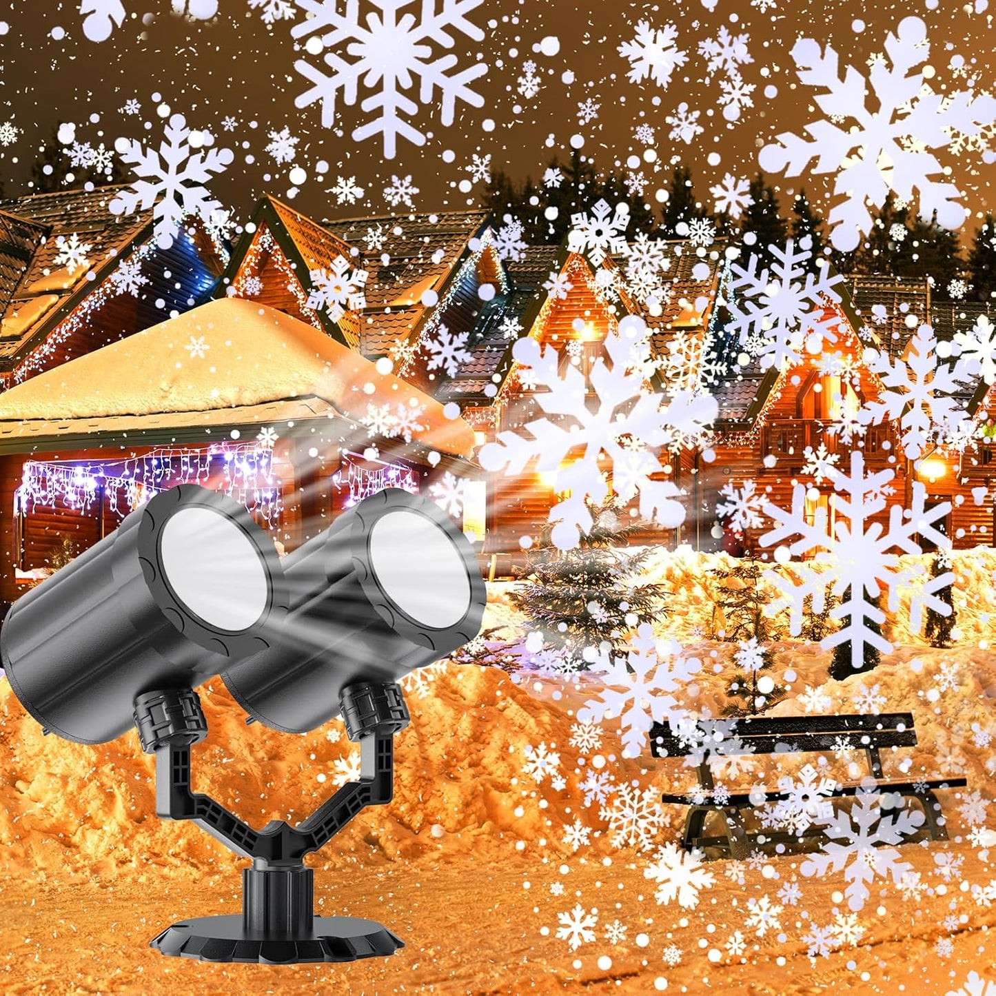 Elsture Snowflake Projector Lights - Rotating LED Snowfall Spotlight