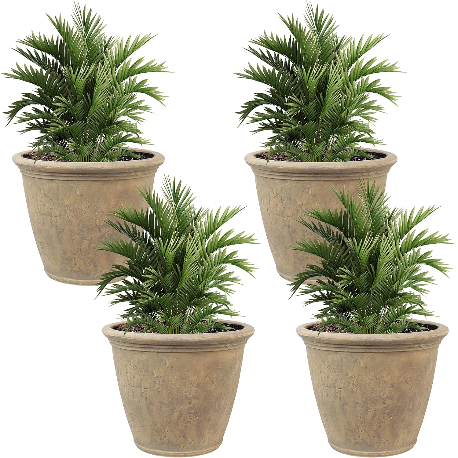 24-Inch Anjelica Large Plastic Pot for Plants - Beige 4pk