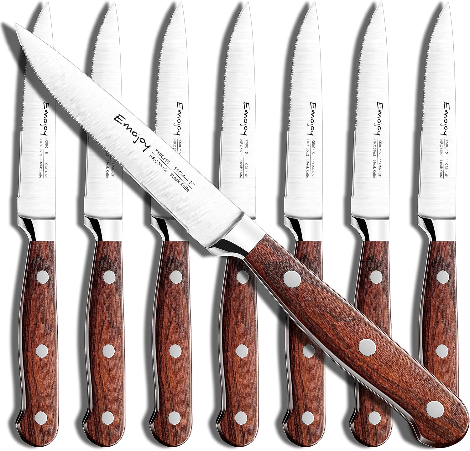 Emojoy Steak Knife Set of 8 - Durable German Stainless Steel