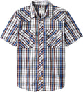 Short Sleeve Plaid Pearl Snap Shirts for Men - Classic Cowboy Fit