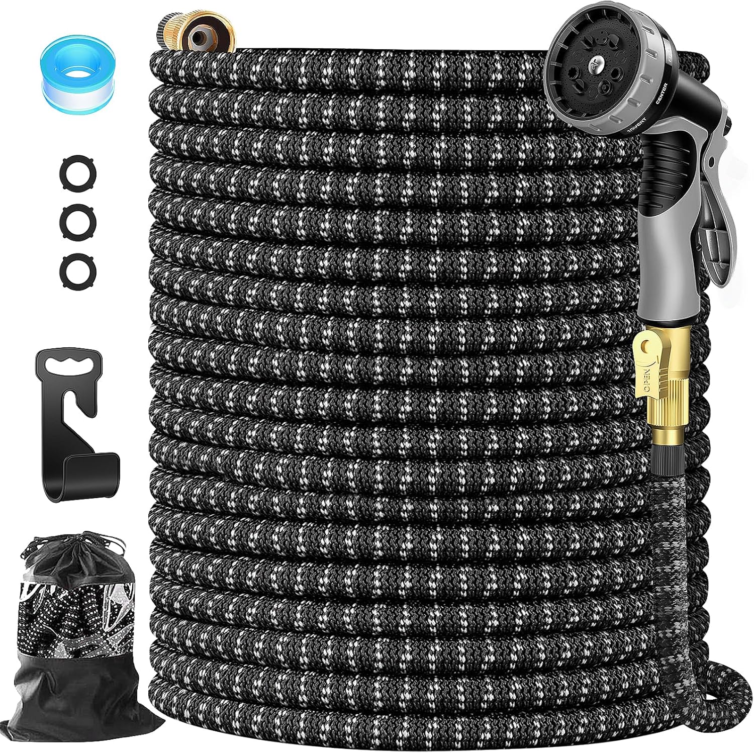Expandable Garden Hose 100ft with 10 Function Spray Nozzle