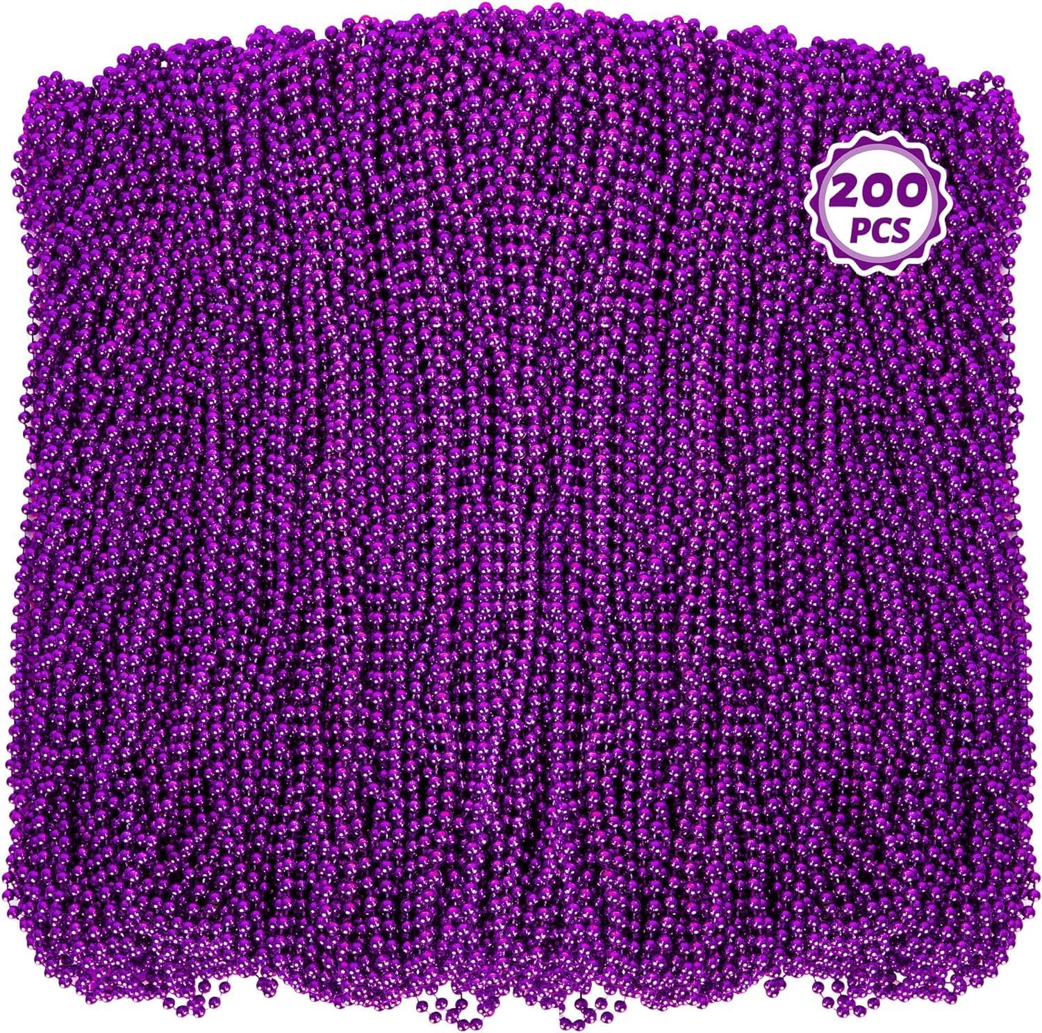 200 Pack Mardi Gras Beads for Costume Accessories and Parties