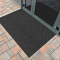 Textures 3 ft x 5 ft Blocks Heavy Duty Onyx Door Mat - Durable
