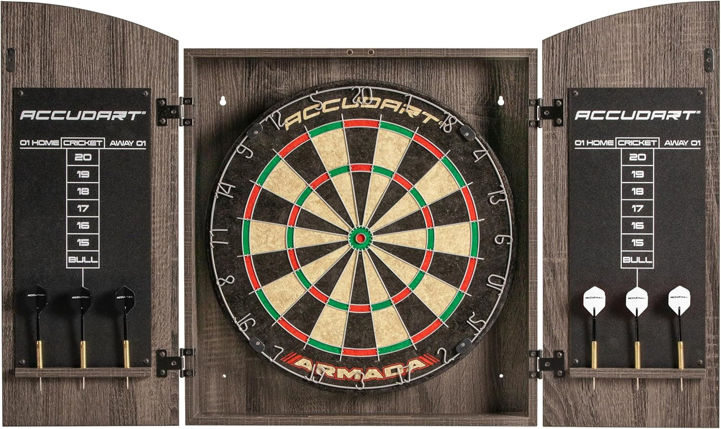 Accudart Armada Bristle Dartboard Cabinet Set for Steel Tip Play