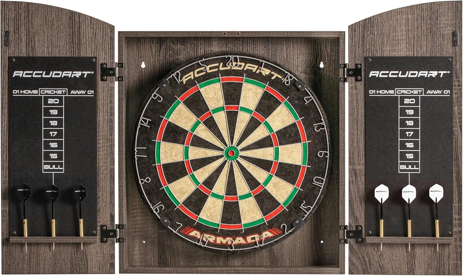 Accudart Armada Bristle Dartboard Cabinet Set for Steel Tip Play
