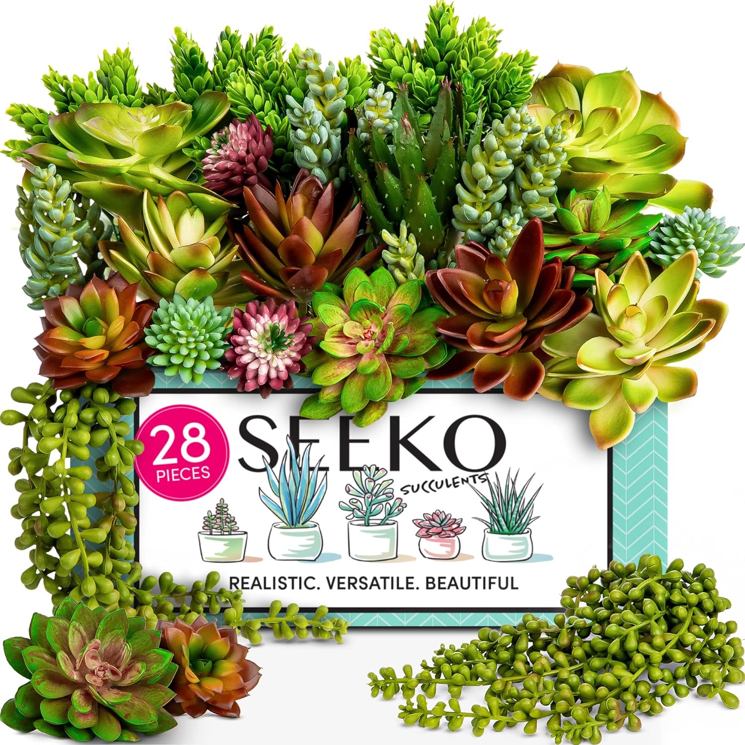 Artificial Succulents 28pc Set for Home Decor and Crafts