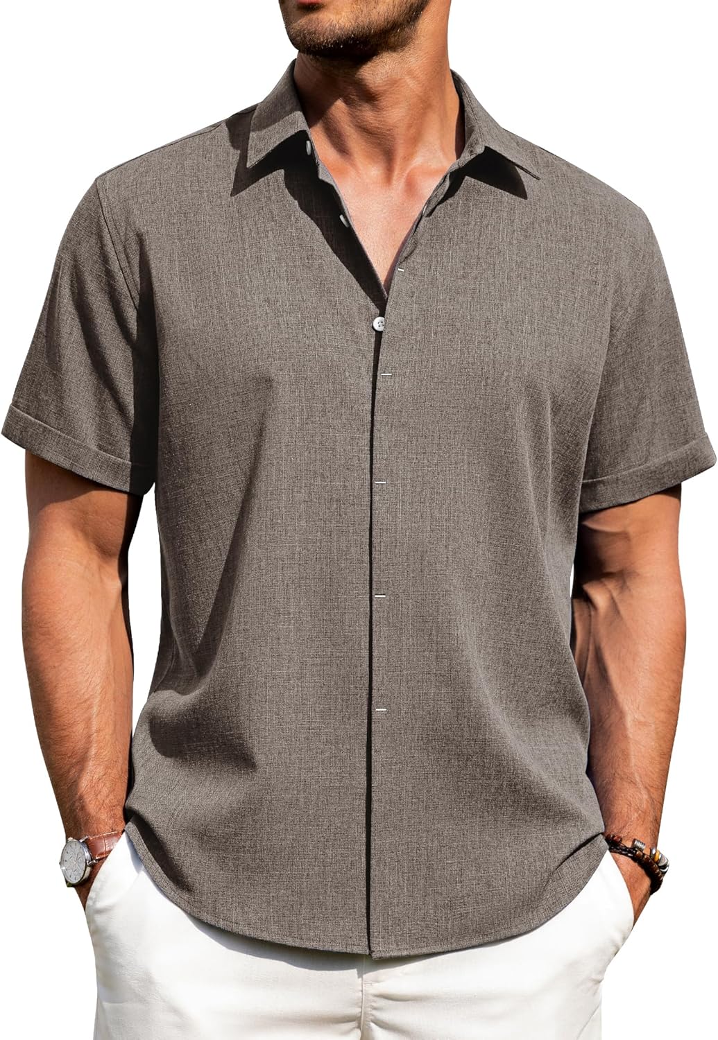 J.VER Men's Linen Shirts for Casual Summer Beach Weddings