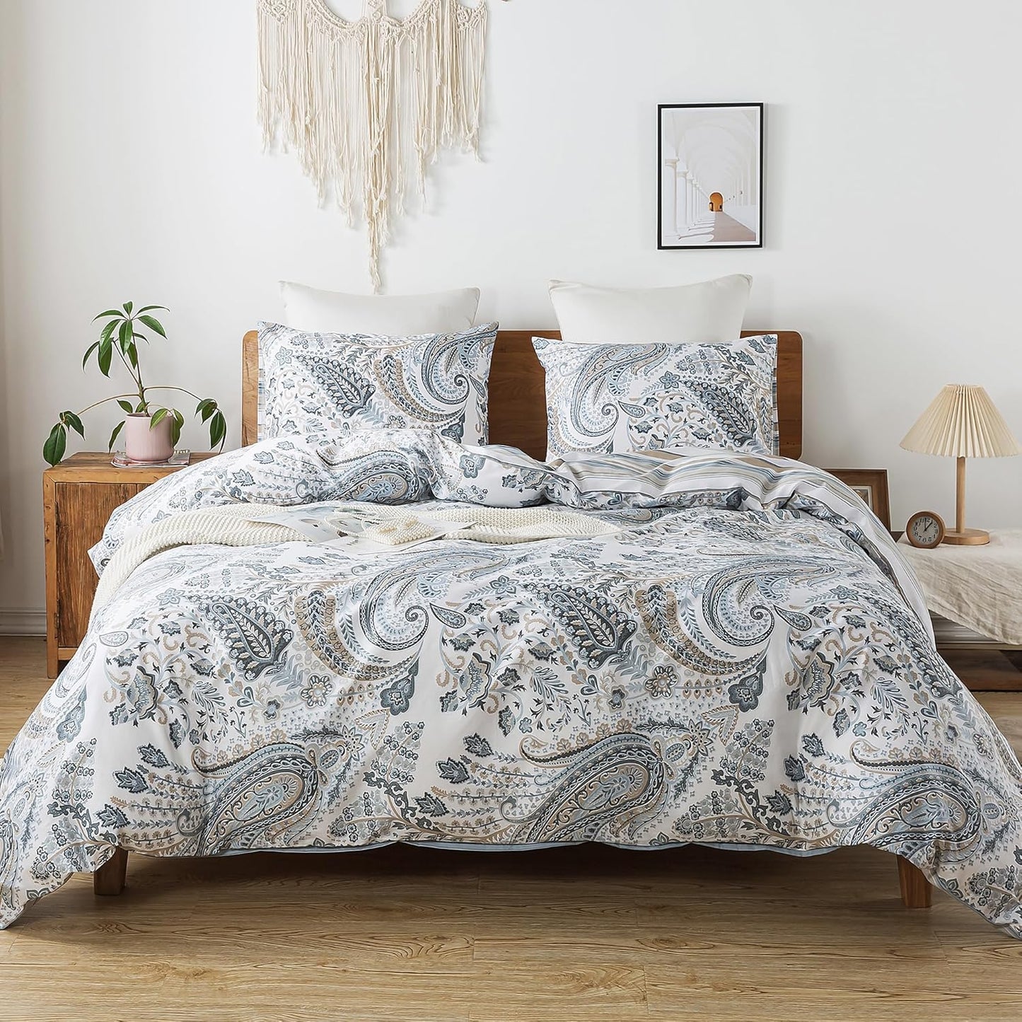 HoneiLife Cotton Duvet Cover Queen - Soft Floral Bedding Set