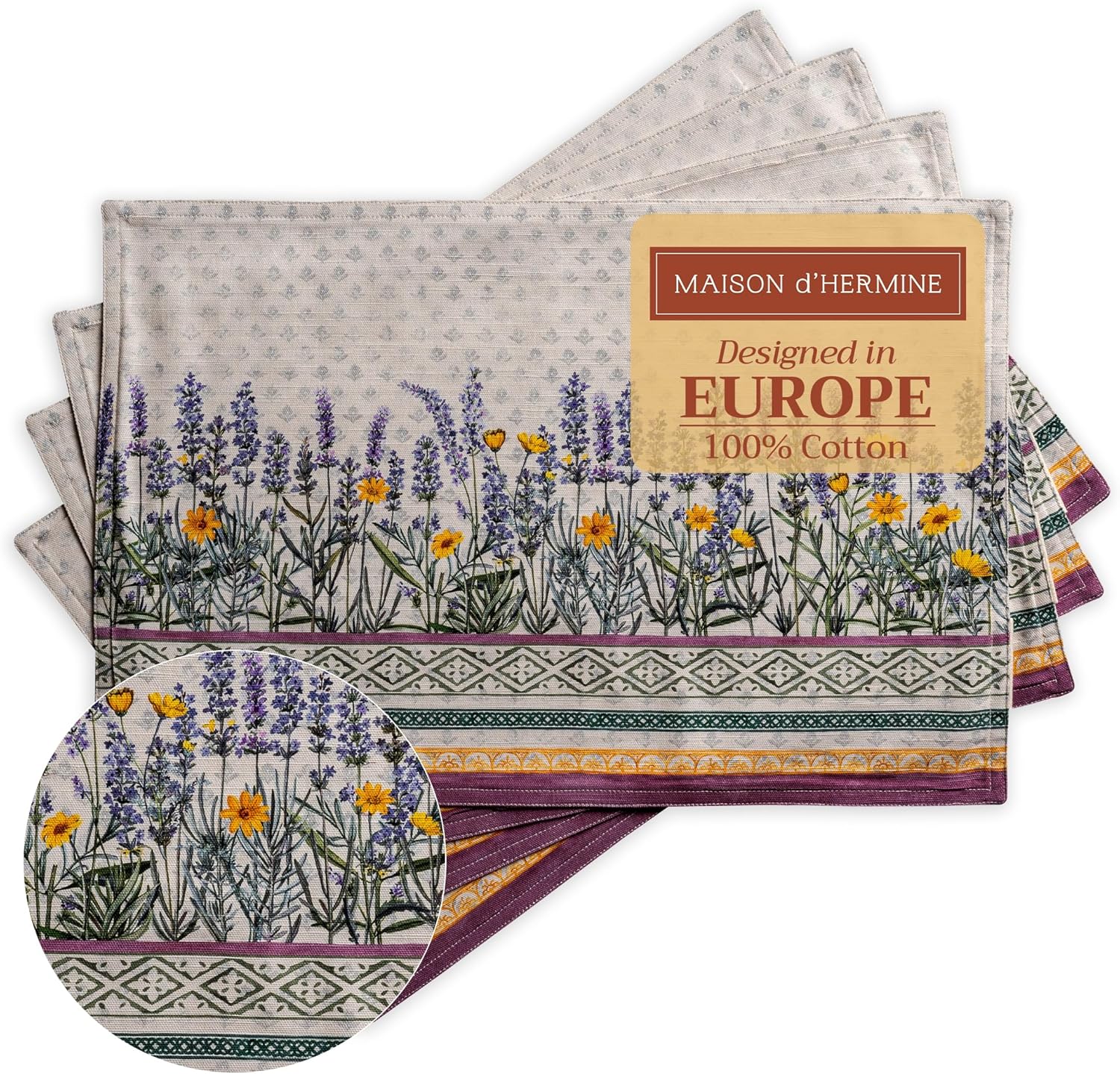 Maison d' Hermine Placemats Set of 4 for Elegant Dining Decor