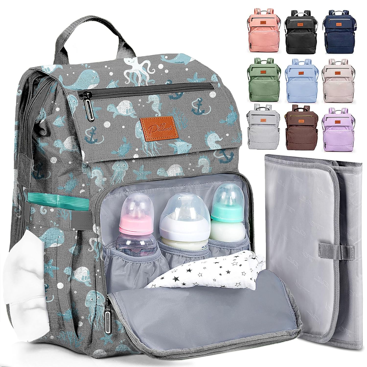 PILLANI Baby Diaper Bag Backpack - Large Waterproof Travel Bag