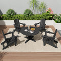 SERWALL Outdoor Round Coffee Table Set with Adirondack Chairs