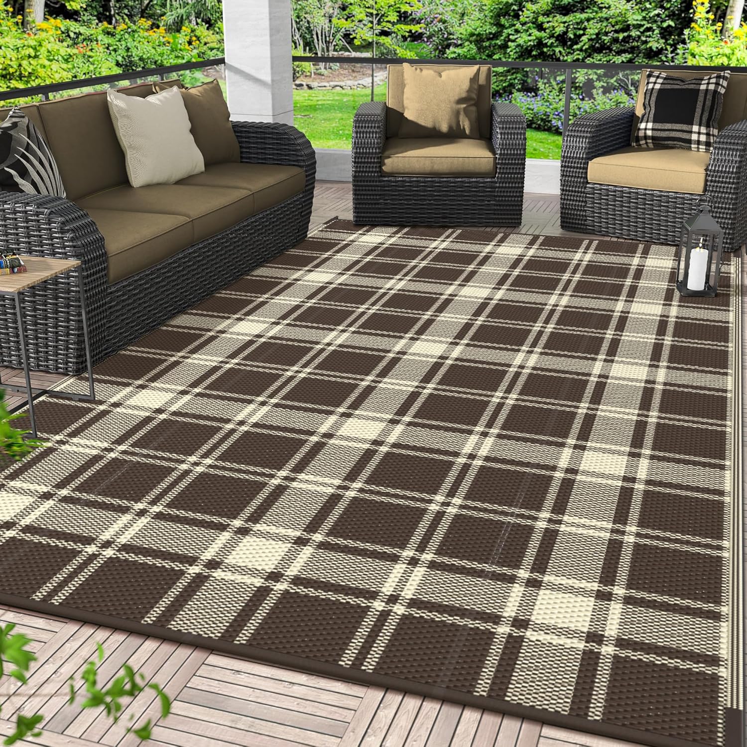 GENIMO Waterproof Outdoor Rug for Patio and Camping Use